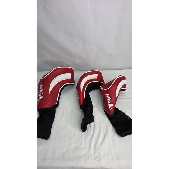 Red & White Golf Head Covers 3pcs Set, Driver Fairway Wood Headcovers 1/ 3 / X - Picture 5 of 12